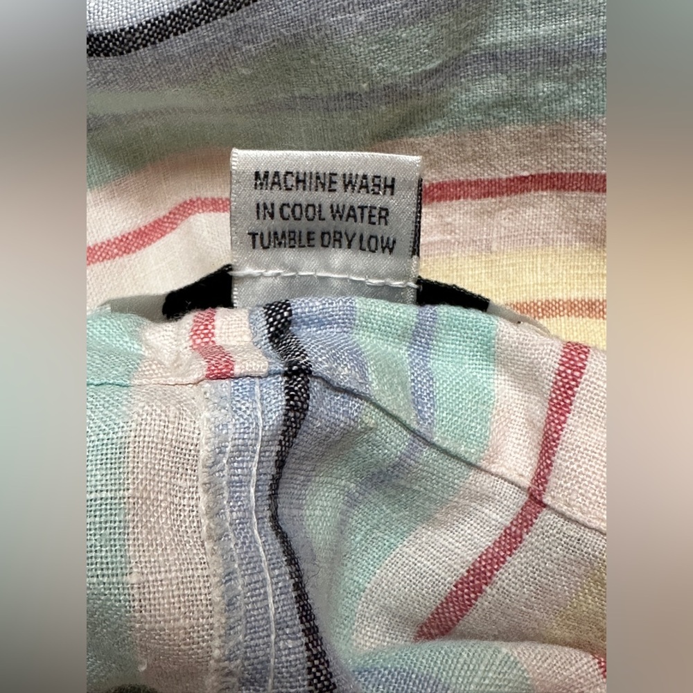 Pottery Barn 100% Linen Duvet Cover 103x82 Stripes Multicolor Comforter Cover - Picture 5 of 7